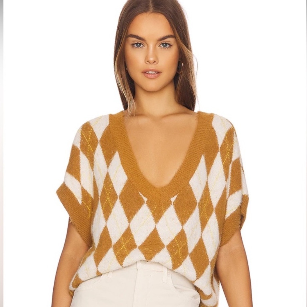 Free People Through The Motions Vest in Tiger Eye Combo NWT Size M